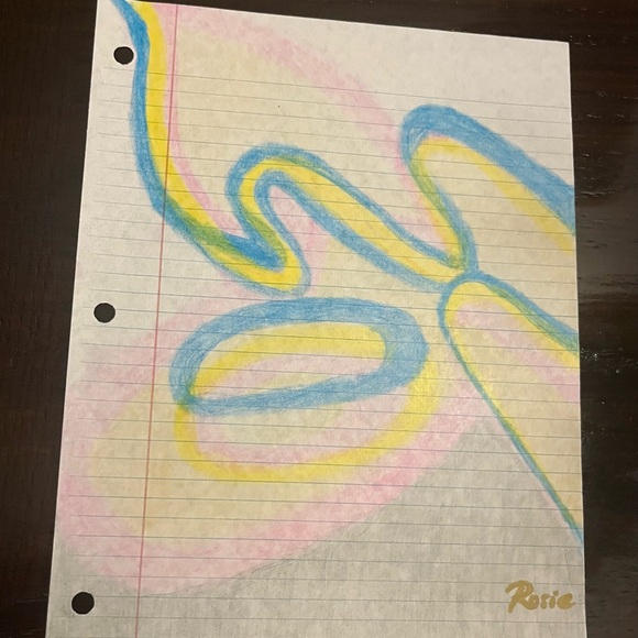 Colorful Abstract Drawing on Lined Paper - Picture 2 of 2